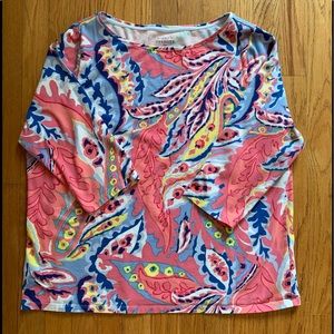 Talbots Colorful 3/4 Sleeve Cotton Top